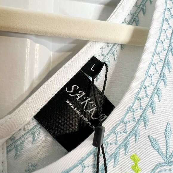 Sakkas Elita Sleeveless Tank Top Batik Aztec Embroidered Shirt Blouse - Picture 8 of 8